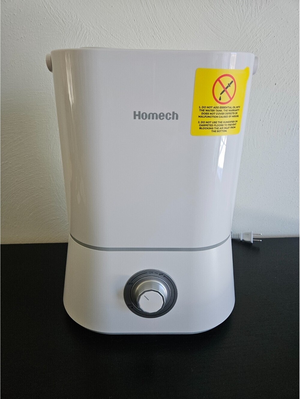 Homech Cool Mist Humidifier, 26dB Quiet Ultrasonic Humidifiers for Bedroom, 4L